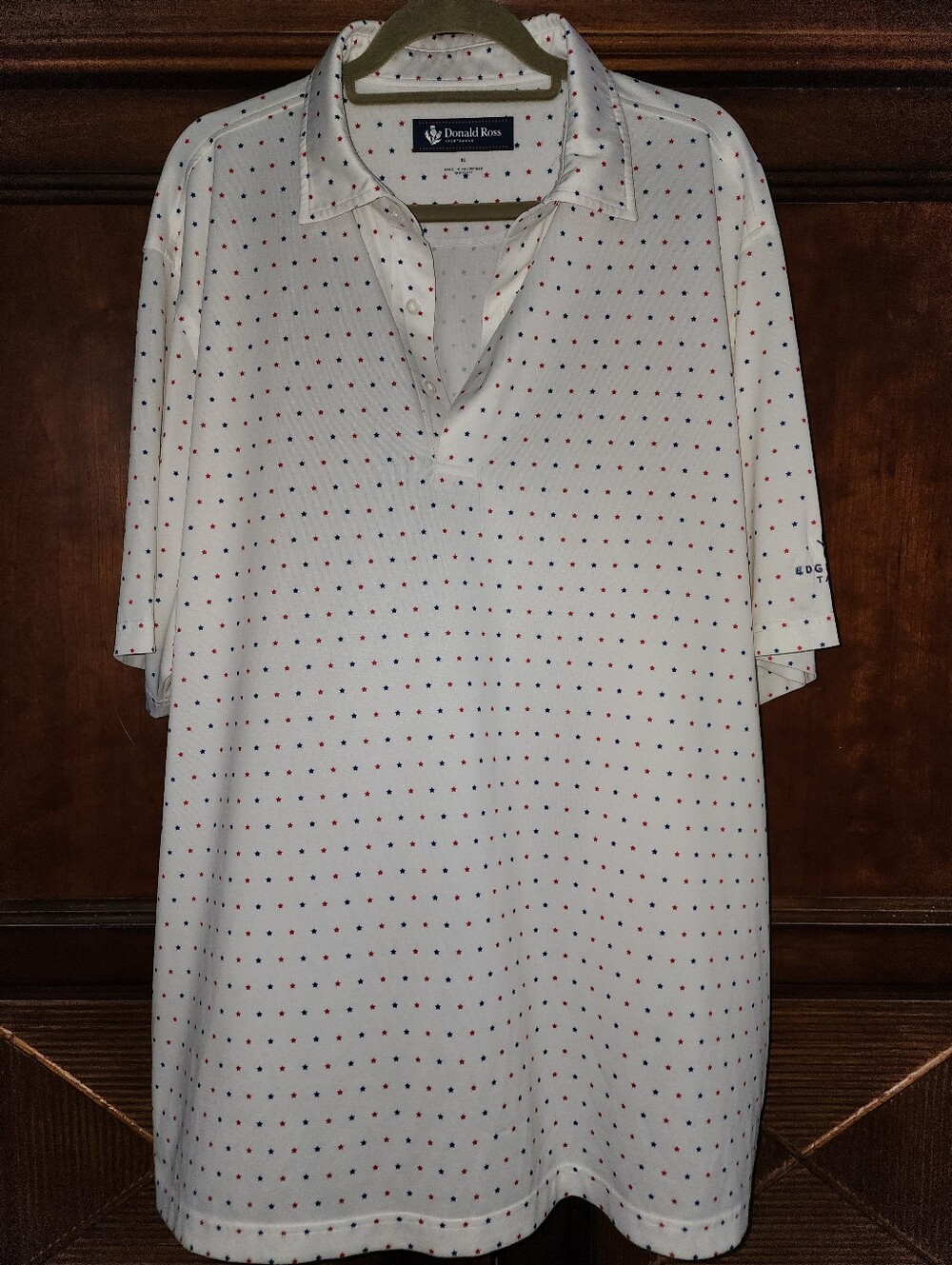 Mens Donsld Ross Xl Stars Golf Polo Red White Blue All Over Pattern